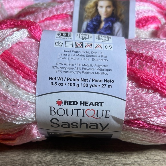 Red Heart Boutique Sashay Yarn - Pink and White - Picture 2 of 4